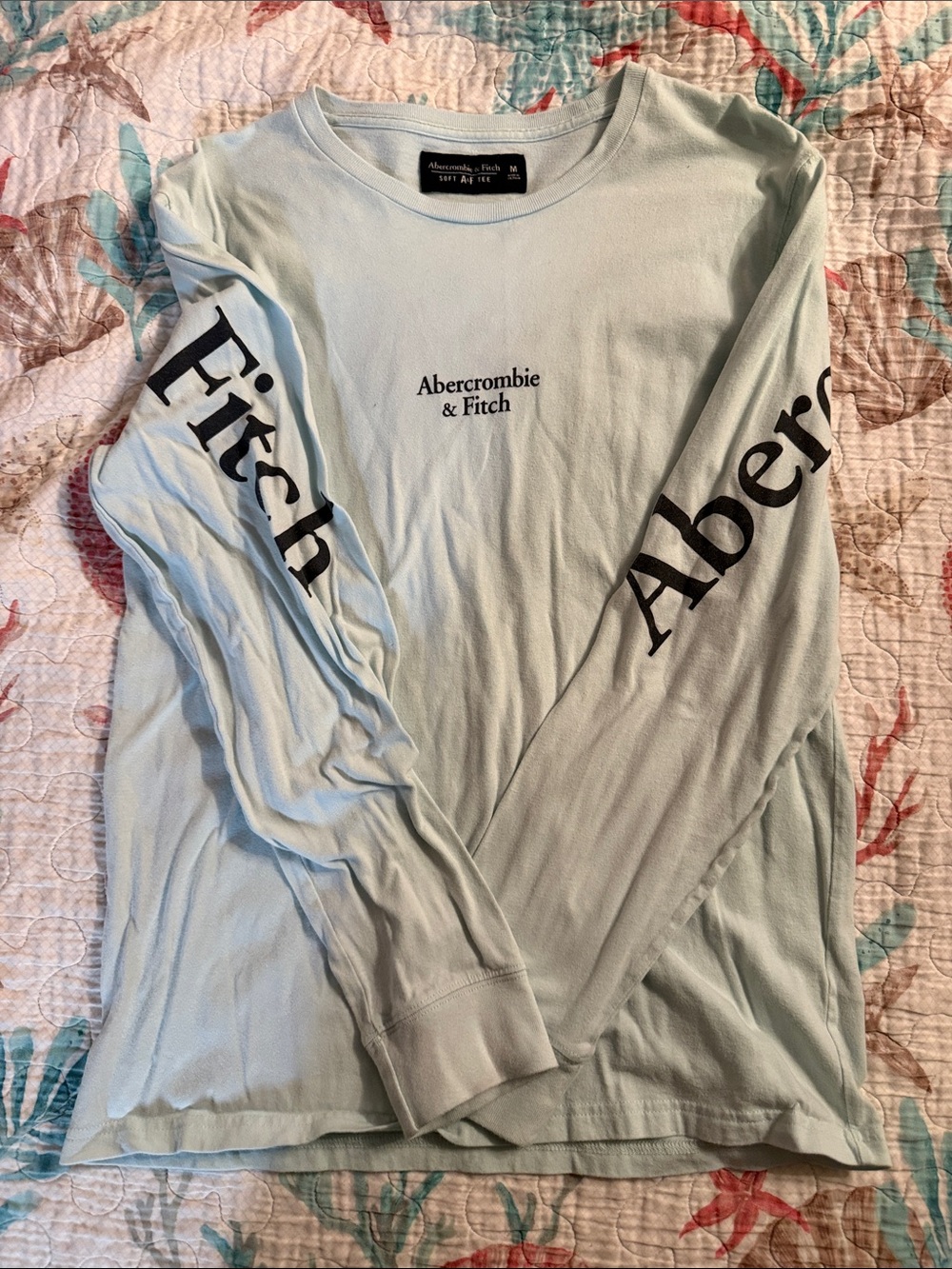 Abercrombie & Fitch Pale Blue Long Sleeve Logo Tee